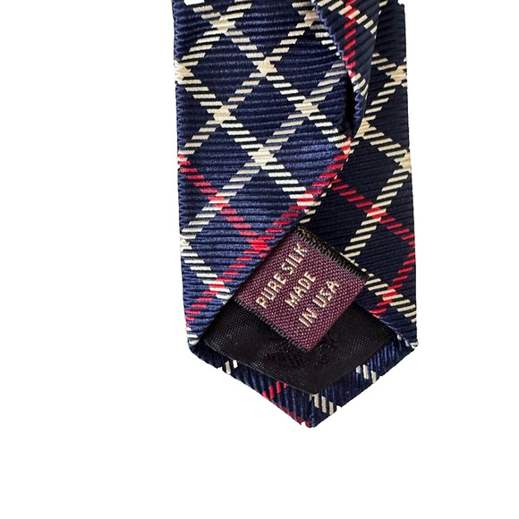 Brooks Brothers Makers 3"x52" Luxury Necktie Pure Silk USA Made Blue Red Plaid - Picture 4 of 5